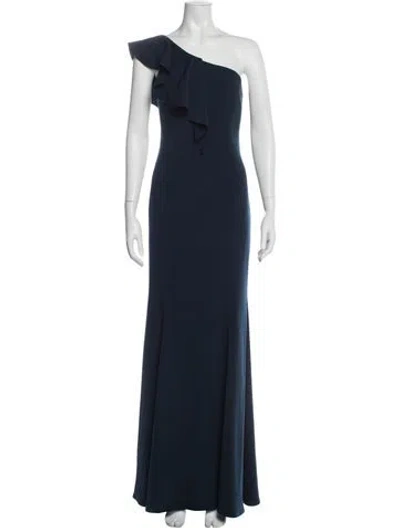 Pre-owned Jay Godfrey One-shoulder Long Dress In Blue