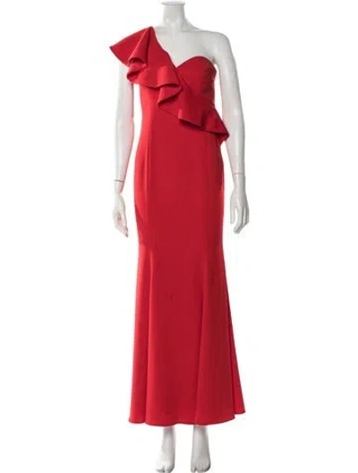 Pre-owned Jay Godfrey One-shoulder Long Dress In Red