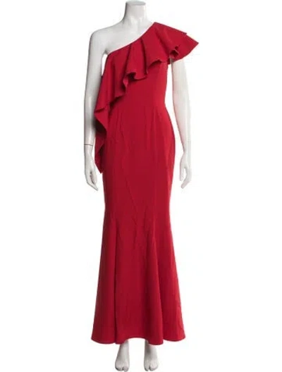 Pre-owned Jay Godfrey One-shoulder Long Dress In Red