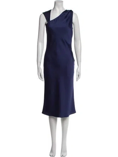 Pre-owned Jay Godfrey One-shoulder Midi Length Dress In Blue
