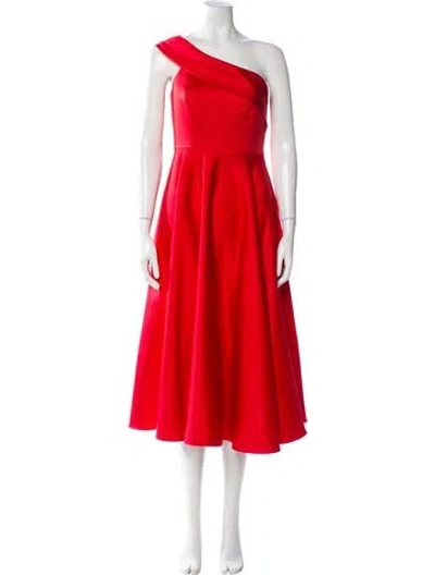 Pre-owned Jay Godfrey One-shoulder Midi Length Dress In Red
