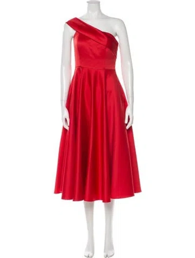 Pre-owned Jay Godfrey One-shoulder Midi Length Dress In Red