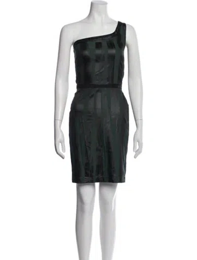 Pre-owned Jay Godfrey One-shoulder Mini Dress In Green
