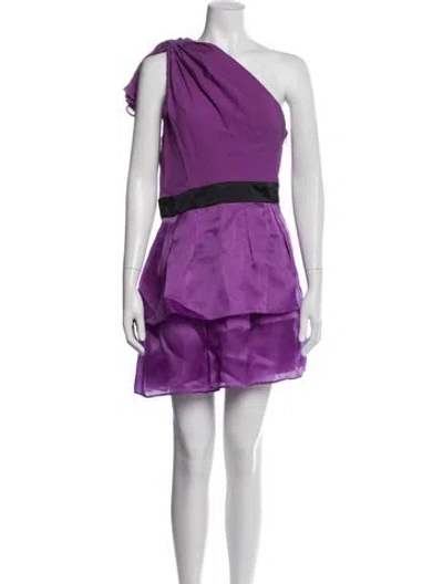 Pre-owned Jay Godfrey One-shoulder Mini Dress In Purple