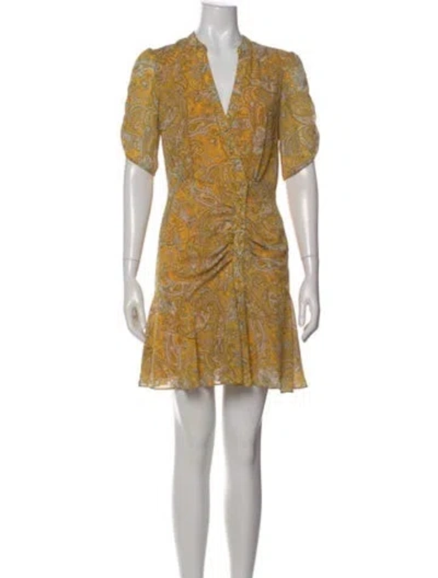 Pre-owned Jay Godfrey Paisley Print Mini Dress In Yellow