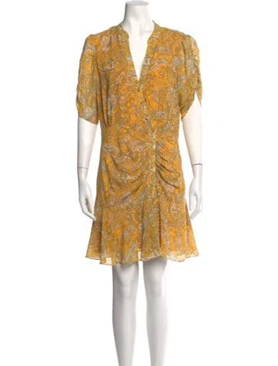 Pre-owned Jay Godfrey Paisley Print Mini Dress In Yellow