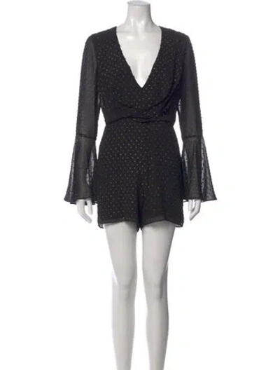 Pre-owned Jay Godfrey Patterned V-neck Romper W/ Tags In Black