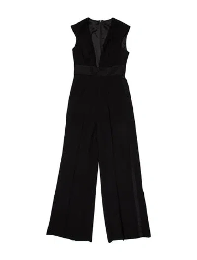 Pre-owned Jay Godfrey Plunge Neckline Jumpsuit In Black