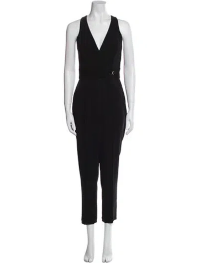 Pre-owned Jay Godfrey Plunge Neckline Jumpsuit In Black