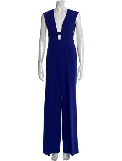 Pre-owned Jay Godfrey Plunge Neckline Jumpsuit In Blue
