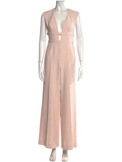 Pre-owned Jay Godfrey Plunge Neckline Jumpsuit In Neutral