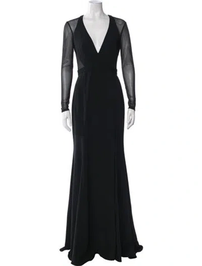 Pre-owned Jay Godfrey Plunge Neckline Long Dress In Black