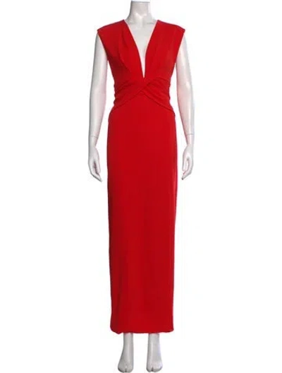 Pre-owned Jay Godfrey Plunge Neckline Long Dress W/ Tags In Red