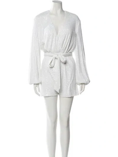 Pre-owned Jay Godfrey Plunge Neckline Romper In White