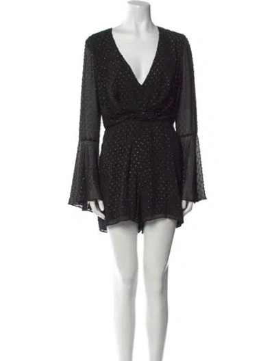Pre-owned Jay Godfrey Polka Dot Print Plunge Neckline Romper W/ Tags In Black