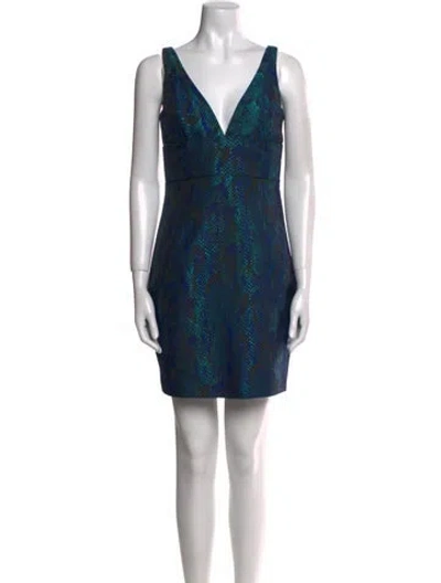 Pre-owned Jay Godfrey Printed Mini Dress In Blue