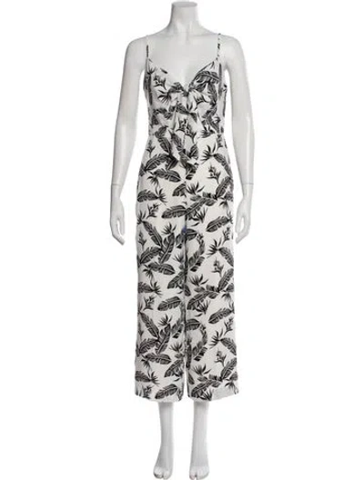 Pre-owned Jay Godfrey Printed V-neck Jumpsuit In Black