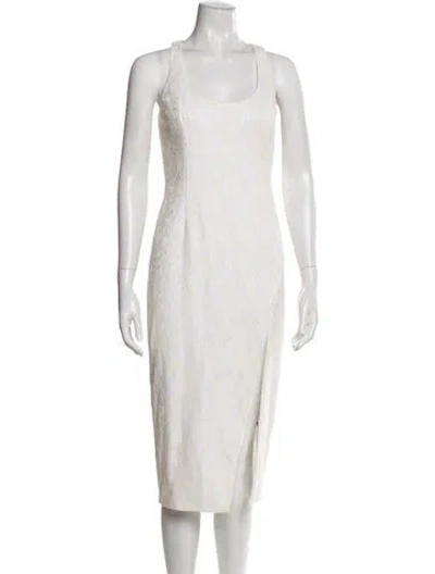 Pre-owned Jay Godfrey Scoop Neck Midi Length Dress In White