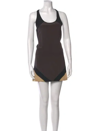 Pre-owned Jay Godfrey Scoop Neck Mini Dress In Brown