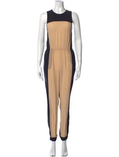 Pre-owned Jay Godfrey Silk Colorblock Pattern Jumpsuit In Black