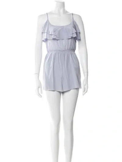 Pre-owned Jay Godfrey Silk Scoop Neck Romper In Blue