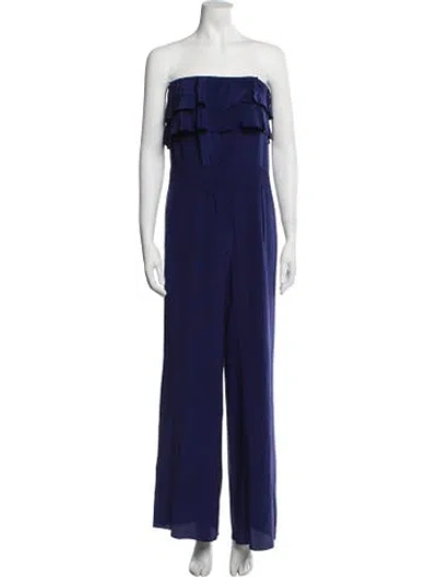 Pre-owned Jay Godfrey Silk Strapless Jumpsuit In Blue