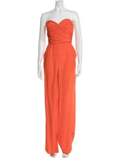 Pre-owned Jay Godfrey Silk Strapless Jumpsuit In Orange