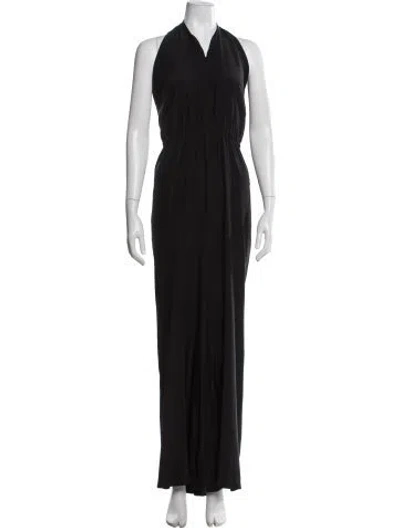Pre-owned Jay Godfrey Silk V-neck Jumpsuit In Black