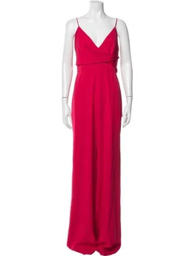 Pre-owned Jay Godfrey Silk V-neck Jumpsuit W/ Tags In Red