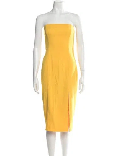 Pre-owned Jay Godfrey Strapless Knee-length Dress In Yellow