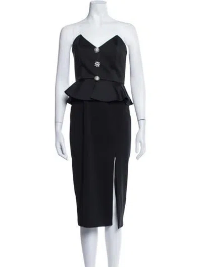 Pre-owned Jay Godfrey Strapless Midi Length Dress In Black