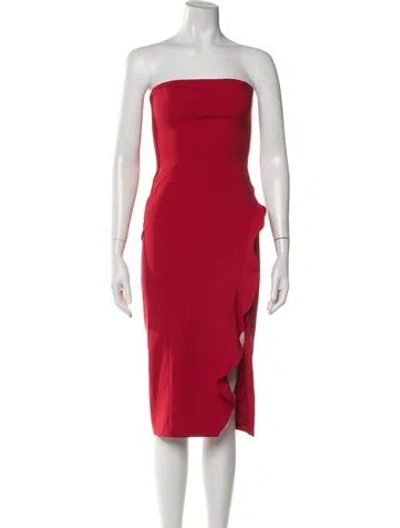 Pre-owned Jay Godfrey Strapless Midi Length Dress In Red