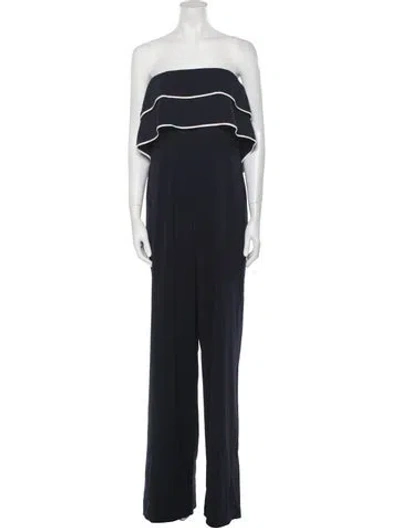 Pre-owned Jay Godfrey Striped Strapless Jumpsuit In Black