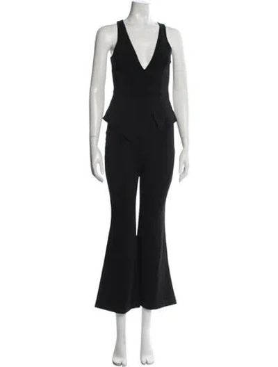 Pre-owned Jay Godfrey V-neck Jumpsuit In Black