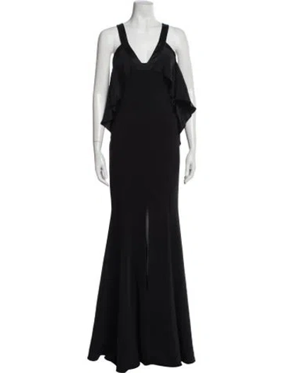 Pre-owned Jay Godfrey V-neck Long Dress In Black