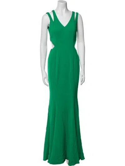 Pre-owned Jay Godfrey V-neck Long Dress In Green