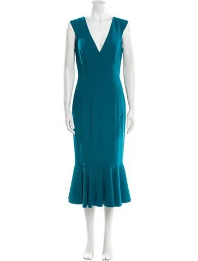 Pre-owned Jay Godfrey V-neck Long Dress In Green