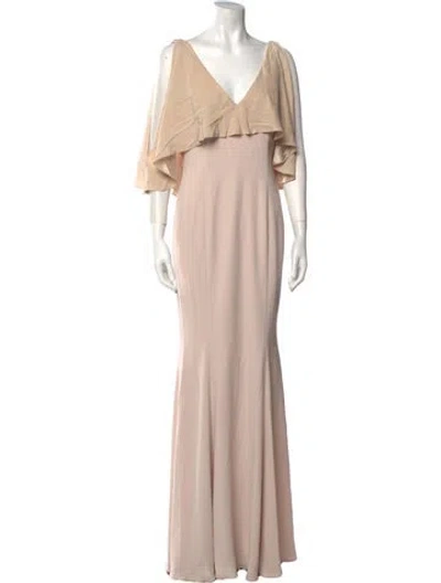 Pre-owned Jay Godfrey V-neck Long Dress In Neutral
