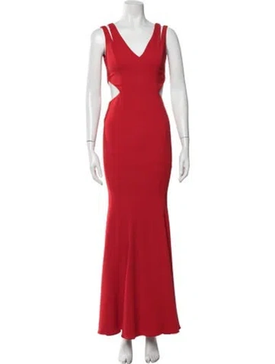 Pre-owned Jay Godfrey V-neck Long Dress In Red