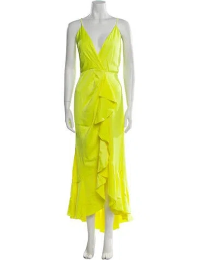 Pre-owned Jay Godfrey V-neck Long Dress In Yellow