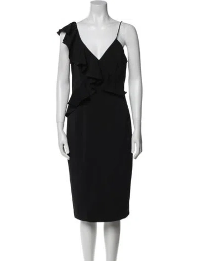 Pre-owned Jay Godfrey V-neck Midi Length Dress In Black
