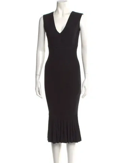 Pre-owned Jay Godfrey V-neck Midi Length Dress In Black
