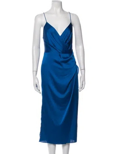 Pre-owned Jay Godfrey V-neck Midi Length Dress In Blue
