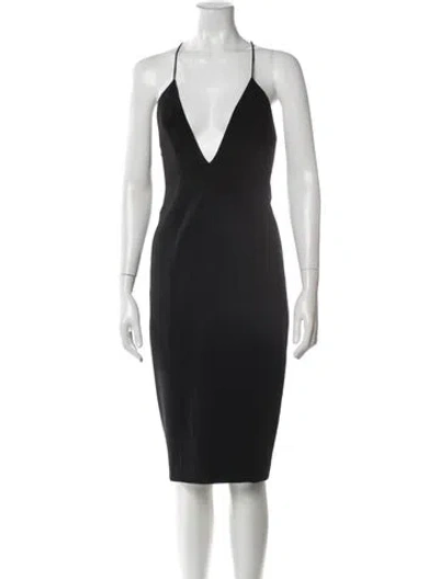 Pre-owned Jay Godfrey V-neck Midi Length Dress In Gray