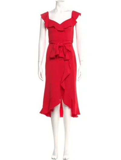 Pre-owned Jay Godfrey V-neck Midi Length Dress In Red