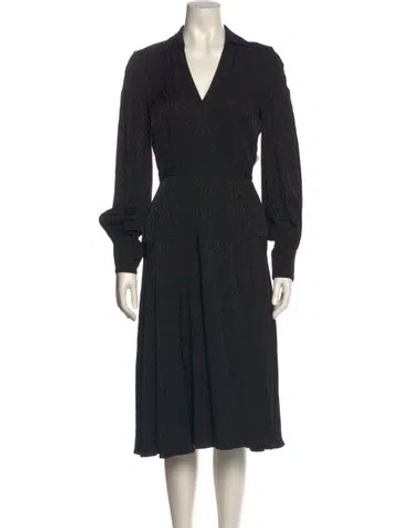 Pre-owned Jay Godfrey V-neck Midi Length Dress W/ Tags In Black