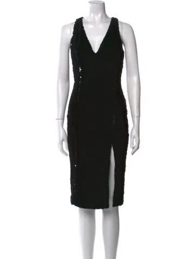 Pre-owned Jay Godfrey V-neck Midi Length Dress W/ Tags In Black