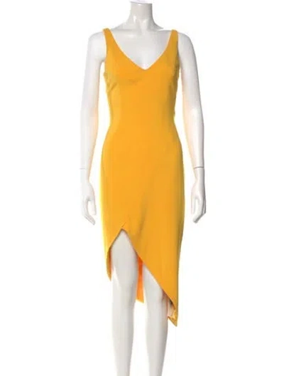 Pre-owned Jay Godfrey V-neck Midi Length Dress In Yellow