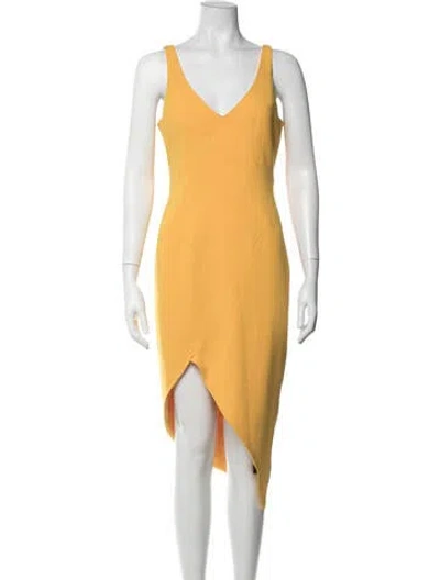 Pre-owned Jay Godfrey V-neck Midi Length Dress In Yellow