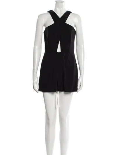 Pre-owned Jay Godfrey V-neck Romper In Black